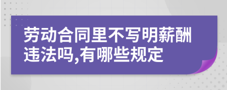 劳动合同里不写明薪酬违法吗,有哪些规定