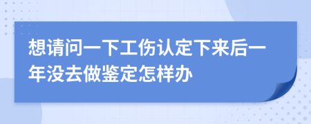 想请问一下工伤认定下来后一年没去做鉴定怎样办