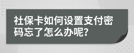 社保卡如何设置支付密码忘了怎么办呢？