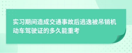实习期间造成交通事故后逃逸被吊销机动车驾驶证的多久能重考