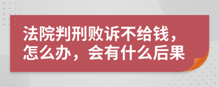法院判刑败诉不给钱，怎么办，会有什么后果