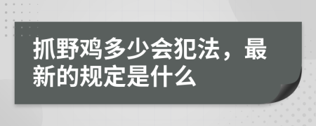 抓野鸡多少会犯法，最新的规定是什么