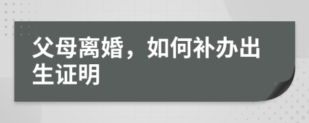 父母离婚，如何补办出生证明
