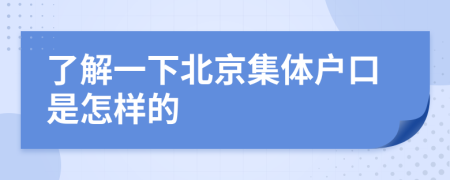 了解一下北京集体户口是怎样的