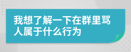 我想了解一下在群里骂人属于什么行为