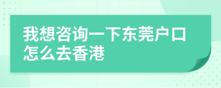 我想咨询一下东莞户口怎么去香港
