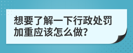 想要了解一下行政处罚加重应该怎么做？