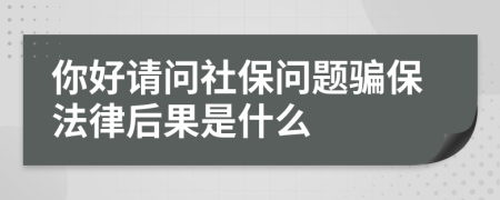 你好请问社保问题骗保法律后果是什么