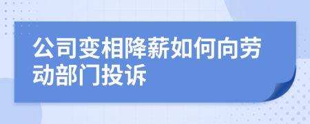 公司变相降薪如何向劳动部门投诉