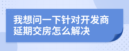 我想问一下针对开发商延期交房怎么解决