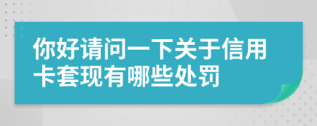 你好请问一下关于信用卡套现有哪些处罚
