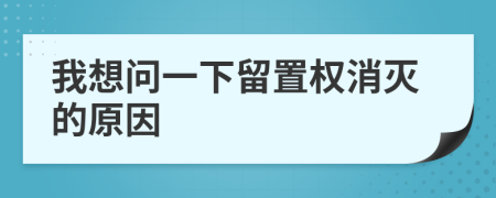 我想问一下留置权消灭的原因