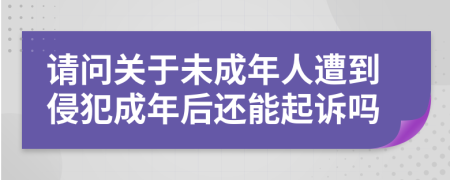 请问关于未成年人遭到侵犯成年后还能起诉吗