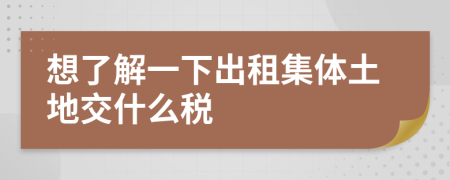 想了解一下出租集体土地交什么税