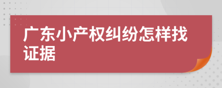 广东小产权纠纷怎样找证据