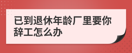 已到退休年龄厂里要你辞工怎么办