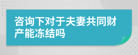 咨询下对于夫妻共同财产能冻结吗