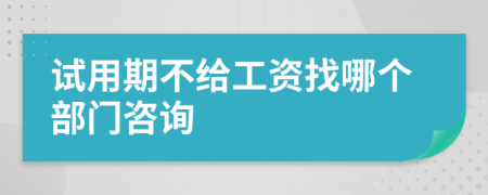 试用期不给工资找哪个部门咨询