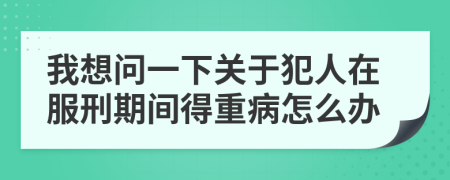 我想问一下关于犯人在服刑期间得重病怎么办