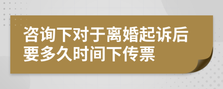 咨询下对于离婚起诉后要多久时间下传票