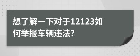 想了解一下对于12123如何举报车辆违法？