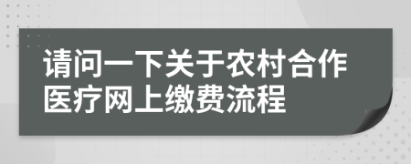 请问一下关于农村合作医疗网上缴费流程