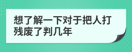 想了解一下对于把人打残废了判几年