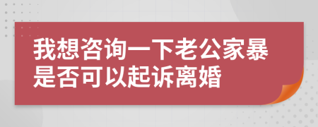 我想咨询一下老公家暴是否可以起诉离婚