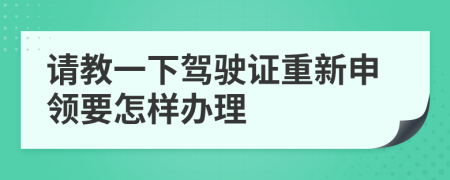 请教一下驾驶证重新申领要怎样办理