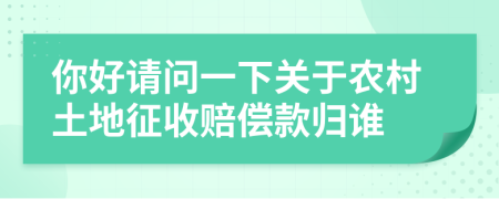 你好请问一下关于农村土地征收赔偿款归谁