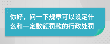 你好，问一下规章可以设定什么和一定数额罚款的行政处罚