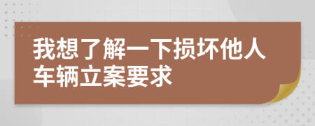 我想了解一下损坏他人车辆立案要求