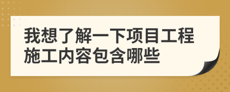 我想了解一下项目工程施工内容包含哪些