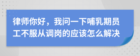 律师你好，我问一下哺乳期员工不服从调岗的应该怎么解决