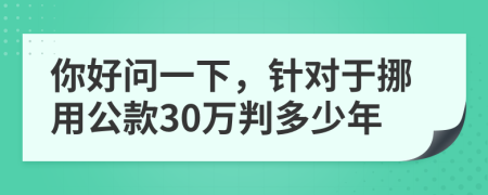你好问一下，针对于挪用公款30万判多少年