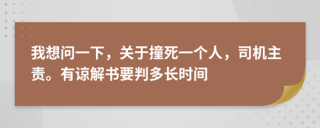 我想问一下，关于撞死一个人，司机主责。有谅解书要判多长时间