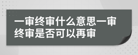 一审终审什么意思一审终审是否可以再审