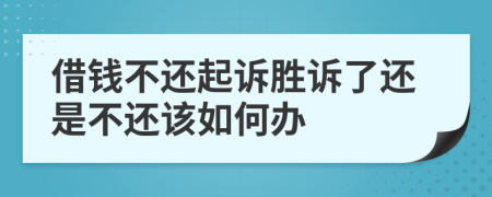 借钱不还起诉胜诉了还是不还该如何办
