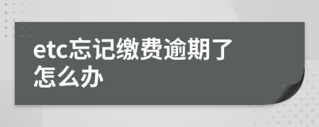etc忘记缴费逾期了怎么办
