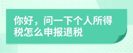 你好，问一下个人所得税怎么申报退税