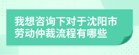 我想咨询下对于沈阳市劳动仲裁流程有哪些