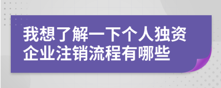 我想了解一下个人独资企业注销流程有哪些