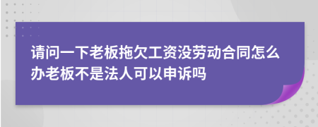 请问一下老板拖欠工资没劳动合同怎么办老板不是法人可以申诉吗