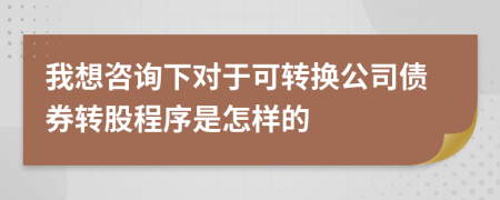 我想咨询下对于可转换公司债券转股程序是怎样的
