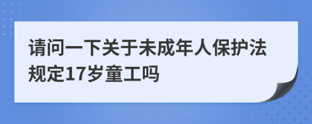 请问一下关于未成年人保护法规定17岁童工吗