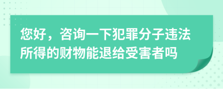 您好，咨询一下犯罪分子违法所得的财物能退给受害者吗