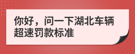 你好，问一下湖北车辆超速罚款标准