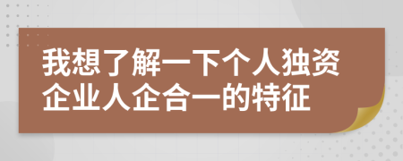 我想了解一下个人独资企业人企合一的特征