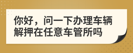 你好，问一下办理车辆解押在任意车管所吗