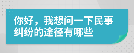 你好，我想问一下民事纠纷的途径有哪些